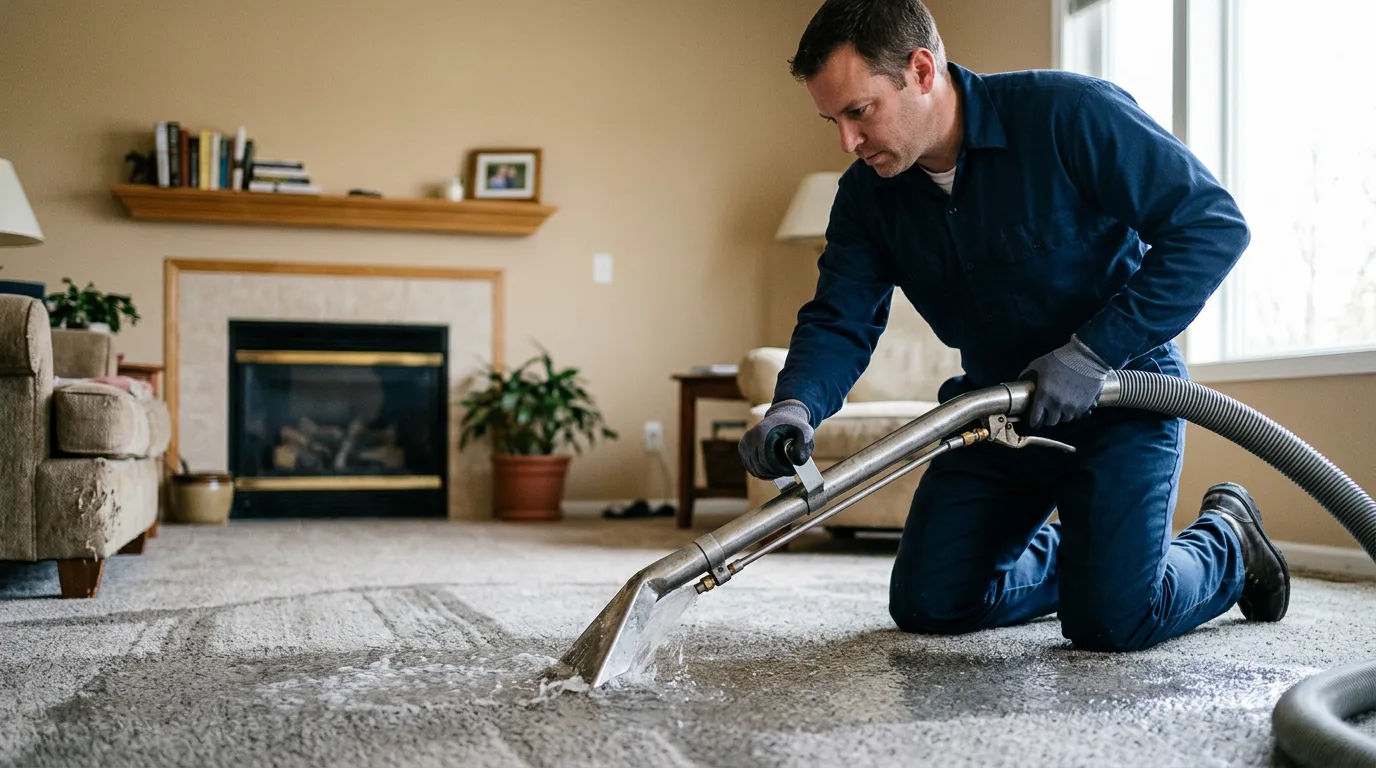 Water damage restoration technician working near Leoti, KS